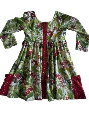 Little Magnolia Dress Girls 4T Multicolor Floral Fit & Flare Long Sleeve Pockets